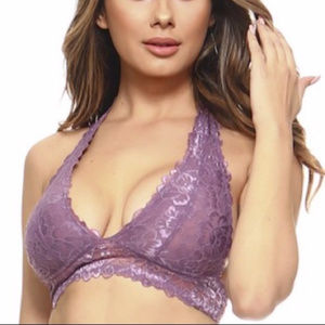 🦊 5/20 | Purple Halter Top Bralette Lace Padless